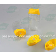 Bouteille de miel 500 g Pet Squeezable avec bouchon de soupape en silicone (PPC-PSVC-013)